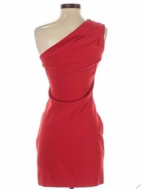 Haney Red Wool Blend One Shoulder Mini Dress Size 4